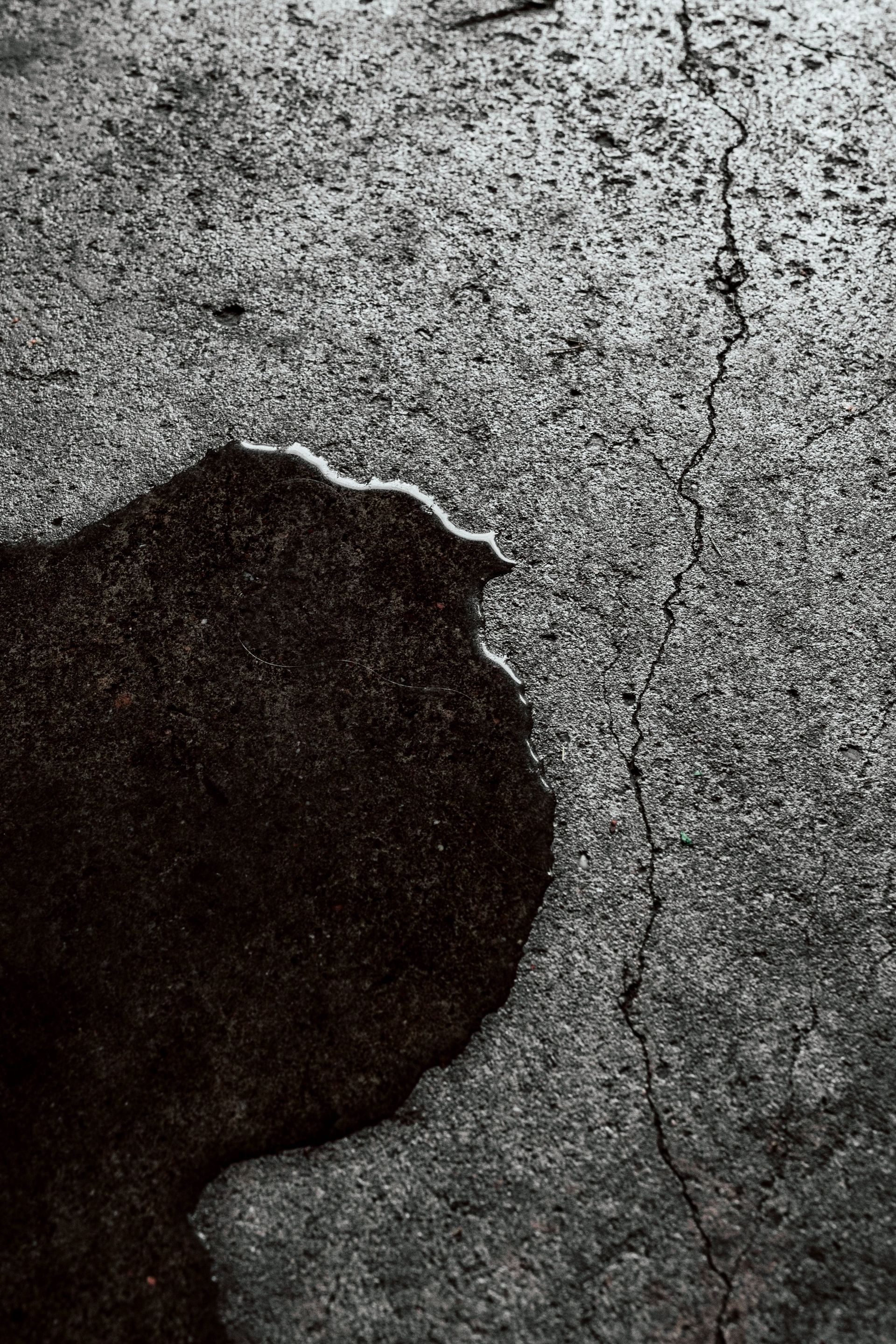 Detailed image of a wet cracked concrete surface with visible texture.